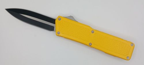 Lightning Supreme Yellow D/A OTF Automatic Knife Dagger Point Two Tone Plain
