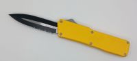 Lightning Supreme Yellow D/A OTF Automatic Knife Dagger Point Two Tone Serrated
