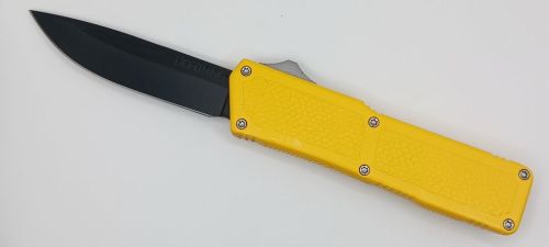 Lightning Supreme Yellow D/A OTF Automatic Knife Drop Point Black Plain