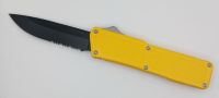 Lightning Supreme Yellow D/A OTF Automatic Knife Drop Point Black Serrated