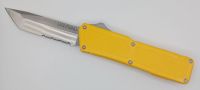 Lightning Supreme Yellow D/A OTF Automatic Knife Tanto Point Satin Serrated