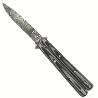 Micarta Black Damascus Steel Drop Point Heavy Duty Butterfly Knife