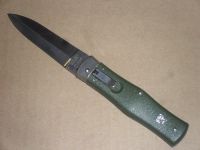 Mikov Green Leverlock Automatic Knife Satin Dagger