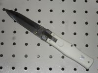 Mikov White Leverlock Automatic Knife - Satin Dagger