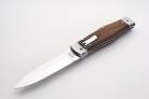 Mikov Wood Switchblade Leverlock Automatic Knife Silver Bolster