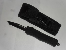 Mini Delta Force 6 Inch Black Automatic Knife Black Tanto Serrated
