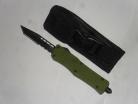 Mini Delta Force D/A OTF Army Green Automatic Knife Black Tanto Serrated