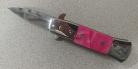 Mini Pink Stiletto Assisted Opening Knife Satin Bayo