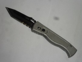 New Old Stock Gold Automatic Knife Tanto Serrated