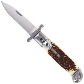 Old Man Collector Stag Automatic Leverlock Knife Swinguard