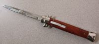 Old School 11" Wood Stiletto D/A OTF Automatic Knife Satin Bayo