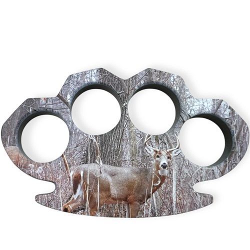 Large Buck Deer in the Woods Brass Knuckles Paper Weight
