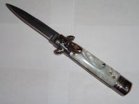 Economy Pearl White Lever Lock Automatic Knife Bayo (7.75")