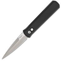Pro-Tech Godfather Automatic Knife MOP Button Black Handle Satin Blade