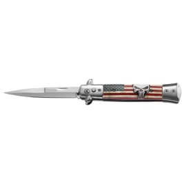 Punisher USA Flag Milano Stiletto Automatic Knife Bayo Switchblade