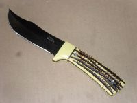 Rite Edge 9.5 Inch Full Tang Faux Bone Hunting Knife Black Drop Point