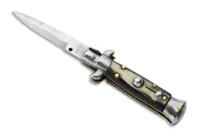 SKM 4.65" Imitation Buffalo Horn Stiletto Automatic Knife Bayonet Blade