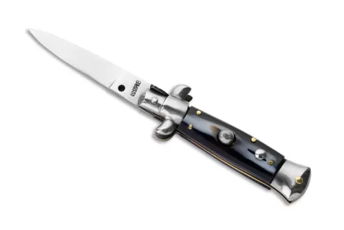 SKM 4.65" Imitation Horn Stiletto Automatic Knife Plain Blade