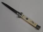 SKM 8.75" Imitation Ivory Stiletto Automatic Knife Satin Flat Grind