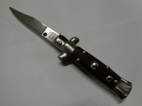 SKM AB 4 Inch Stiletto Cocobolo Wood Automatic Knife Drop Point