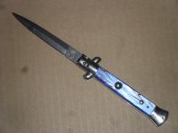 SKM/AB 9 Inch Italian Stiletto Blue Pearl Dagger Automatic Knife