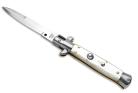 SKM Imitation Pearl Picklock 7" Italian Stiletto Automatic Knife Satin Bayonet