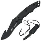 Shadow Ops Black Gut Hook Full Tang Fixed Blade Neck Knife
