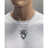 Skull Crossbones Knuckle Necklace Silver