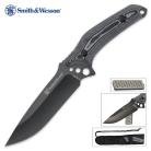 Smith And Wesson Micarta Drop Point Fixed Blade Knife & Sharpener
