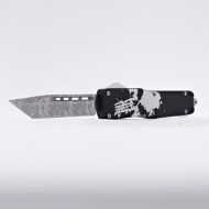 Snow Camo Out-The-Front Automatic Knife with Damascus Style Blade