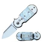 Snub-nose Mini White Pearl 4.75" Automatic Open Pocket Knife