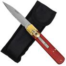Soul Stealer Automatic Damascus Steel Lever Lock Switchblade Knife Red Pakkawood