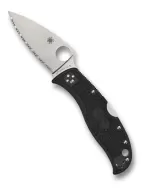 Spyderco Leaf Jumper Folding Knife 3.09" VG10 Satin Serrated Edge Black FRN Handle