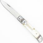 Stainless Automatic Lever Lock Knife Pearl White