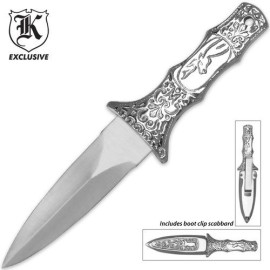 Stainless Steel Scrollwork Dagger Boot Knife
