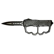 9" Open Tactical Knuckle OTF Knife G10 Carbon Fiber Handle