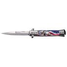 American Eagle USA Flag Milano Stiletto Automatic Knife 3-Coil Spring