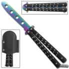 Studded Titanium Trainer Practice Butterfly Knife Black