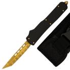 Damascus Tarantula Black D/A OTF Auto Knife 8.5" Switchblade Gold Tanto
