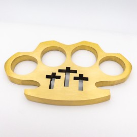 Three Cross 100% Brass Knuckles Belt Buckle Paperweight
