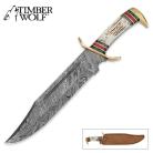 Timber Wolf Custom Stag Damascus Steel Bowie Knife