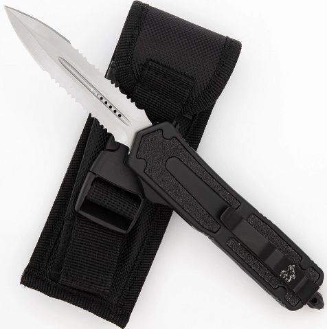 Titan 2 Black D/A OTF Automatic Knife Satin Dagger Serrated