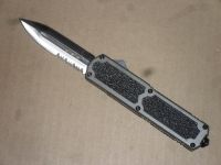 Titan Gray D/A OTF Automatic Knife Satin Dagger Half Serrated