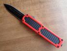 Titan Red Carbon Grip D/A OTF Automatic Knife Black Dagger