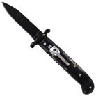 Touch of Destiny All Black Marble Swinguard Automatic Lever Lock Stiletto Knife