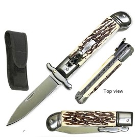 Touch of Destiny Faux Stag Swinguard Automatic Lever Lock Stiletto Knife