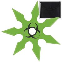 Toxic Green Biohazard 6 Point Throwing Star with Nylon Pouch