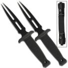Double Dagger Forked Blade Boot Knife Set 7 Inch