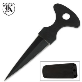 Wallet Knife Push Dagger Black With Sheath