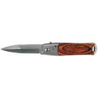 8" Wood Overlay Handle Spear Point Automatic Knife